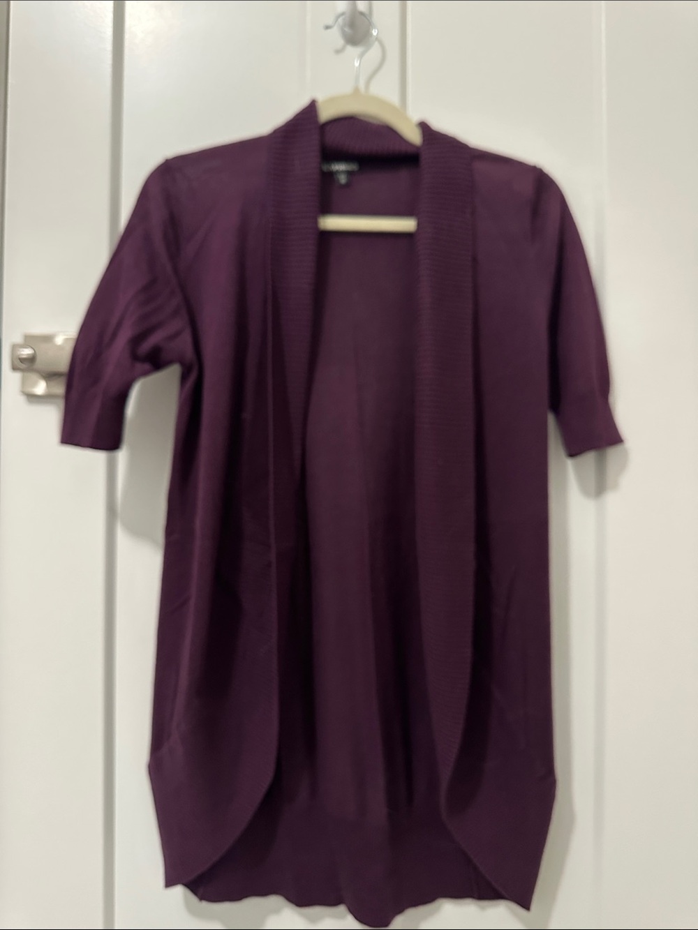 Express Women's Plum Open-Front Short-Sleeve Cardigan